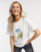 Heartbreak Flower Graphic Oversized T-shirt In White