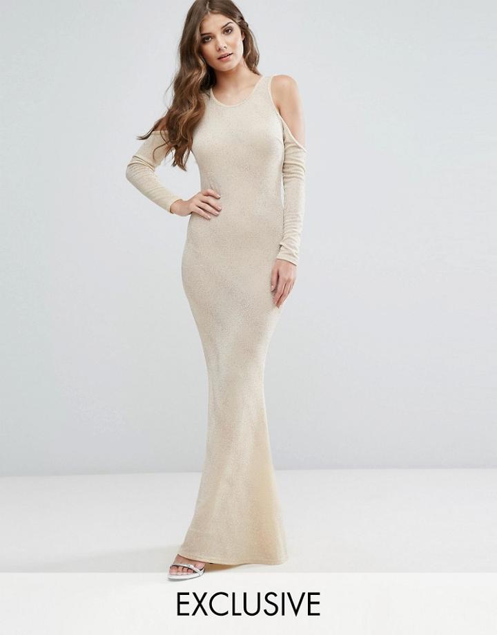Club L Cold Shoulder Maxi Dress - Pink