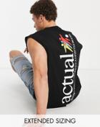 Asos Actual Oversized Tank Top With Back Logo Print In Black
