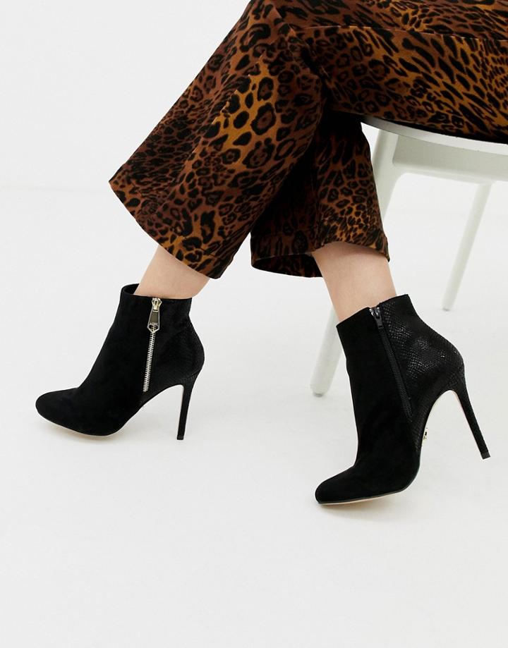 Lipsy Zip Up Heeled Ankle Boot In Black