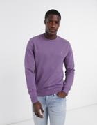 Farah Tim Logo Crew Neck Sweat In Purple