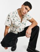 Topman Revere Shirt With Paisley Print In Beige-multi