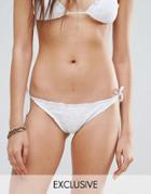 South Beach Broderie Frill Edge Bikini Bottom - White