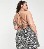Urban Threads Plus Mini Cami Dress In Zebra Print-black