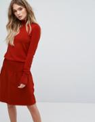 Y.a.s Knitted Dress With Cinched Waist - Red
