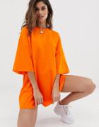 Asos Design Oversized T-shirt Dress-orange