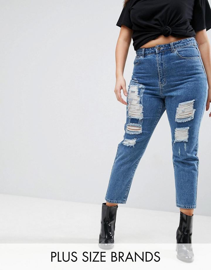 Liquor & Poker Plus Skinny Jeans With Extreme Distressing Ripped Knees - Blue