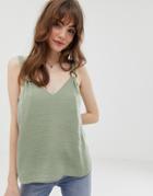 Asos Design Cami With Ring Detail - Green