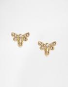 Orelia Crystal Mini Bee Stud Earrings - Gold