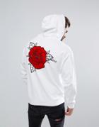 Asos Oversized Hoodie With Rose Print - White