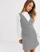 Miss Selfridge Pinafore Dress With Blouse Insert In Check