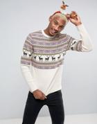 Asos Holidays Sweater With Stag Design - Multi