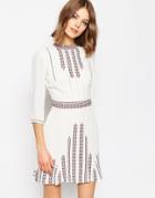 Asos Premium Embroidered Pretty Folk Skater Dress - Multi