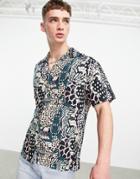 Jack & Jones Short Sleeve Shirt In Multi Animal Print