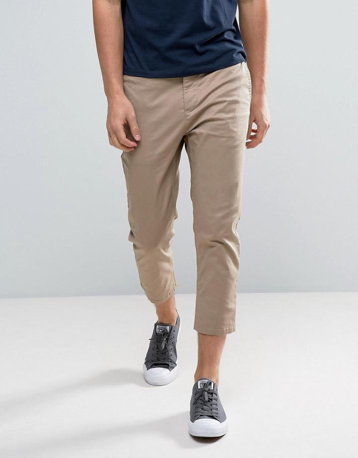 Asos Skinny Super Cropped Chinos In Stone - Stone