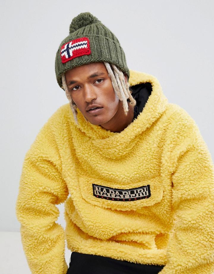 Napapijri Semiury Beanie Hat In Khaki - Green