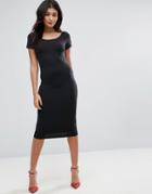 Jasmine Bodycon Midi T-shirt Dress - Black