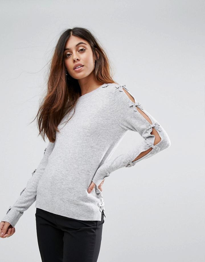 Ted Baker Bow Sleeve Detail Sweater - Gray