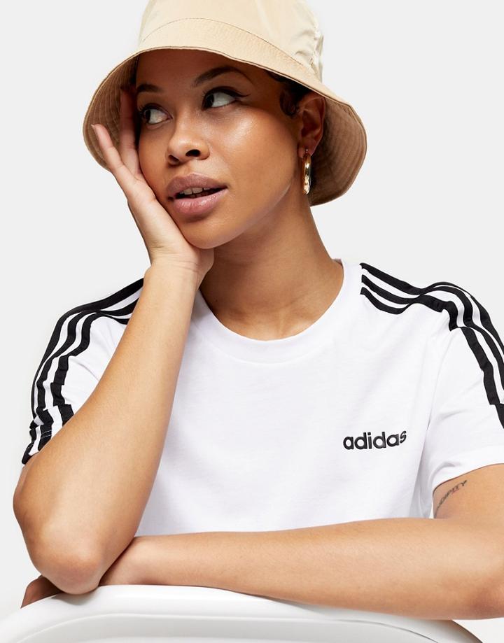 Topshop X Adidas Three Stripe T-shirt In White