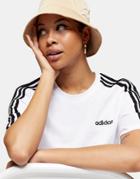 Topshop X Adidas Three Stripe T-shirt In White