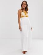 Asos Design Cheesecloth Tiered Summer Maxi Skirt-white