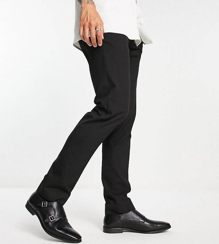 Red Tape Wide Fit Monk Shoes In Black Leather