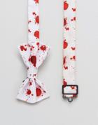 Asos Halloween Bow Tie With Blood Splatter - White