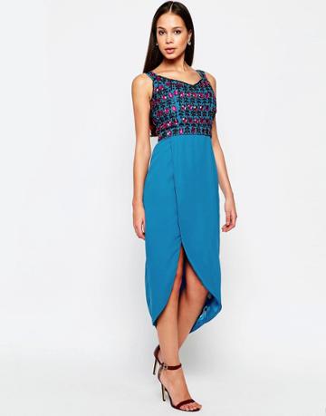 Virgos Lounge Diane Bardot Dress - Blue