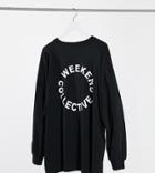 Asos Weekend Collective Curve Oversized T-shirt With Back Logo In Black-white