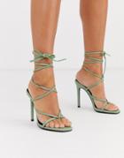Asos Design Navigate Barely There Heeled Sandals In Mint