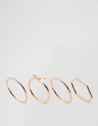 Limited Edition Pack Of 4 Mixed Shape Ring Pack - Gold