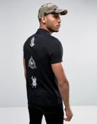Asos Polo Shirt With Embroidered Spine Print - Black