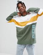 Tommy Jeans Oversized Sweatshirt Color Block Stripe In Green/white - Green