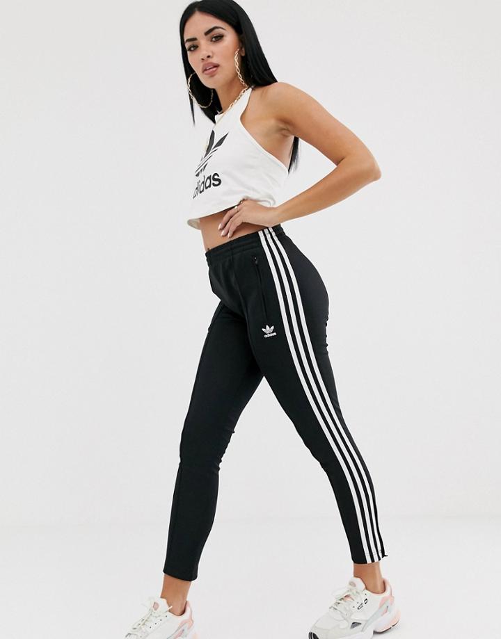 Adidas Originals Adicolor Three Stripe Cigarette Pant In Black - Black
