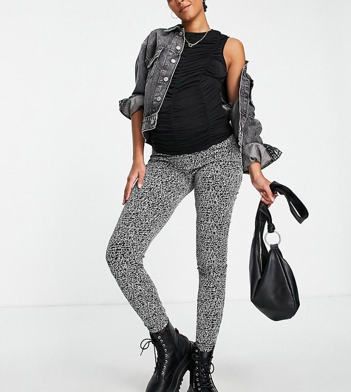 Pieces Maternity Sparkle High Waisted Leggings In Black