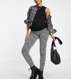 Pieces Maternity Sparkle High Waisted Leggings In Black