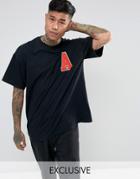 Reclaimed Vintage Inspired Oversized Varsity T-shirt In Black - Black