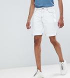 Asos Design Tall Denim Shorts In Slim White Contrast Stitch - White