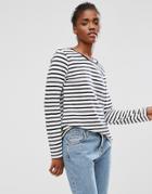 B.young Stripe Long Sleeve Top - Navy
