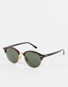 Ray-ban Clubmaster Round Sunglasses In Brown