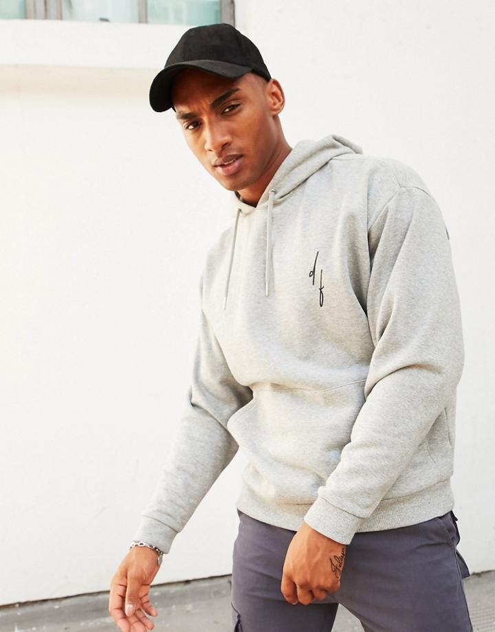 Asos Design Dark Future Oversized Hoodie In Gray Marl With Small Logo