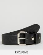 Reclaimed Vintage Embossed Leather Belt Black - Black