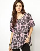 Asos T-shirt With Embroided Lace - Yellow