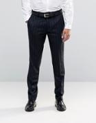 Feraud Heritage Premium Cashmere And Wool Blend Wide Chalk Stripe Pants - Navy
