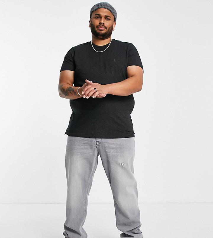 French Connection Plus Crew Neck T-shirt In Charcoal-gray
