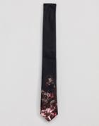 Twisted Tailor Tie With Faded Floral Print - Black