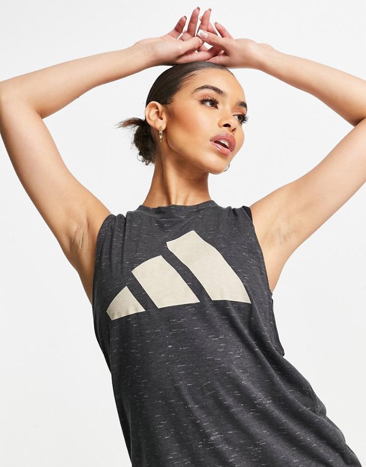 Adidas Tank With Large Logo In Dark Gray