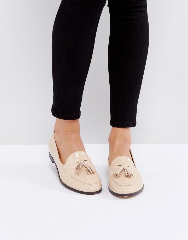 London Rebel Flat Tassle Loafers - Beige