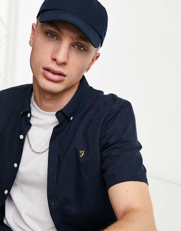 Farah Brewer Organic Short Sleeve Shirt In Navy