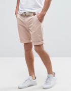 Bellfield Chino Shorts With Belt - Pink